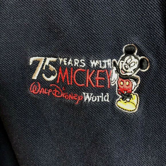Walt Disney World Shirt 75 Years Navy Polo Mens Size Small Embroidered Mickey - Picture 3 of 5